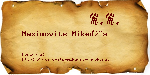 Maximovits Mikeás névjegykártya